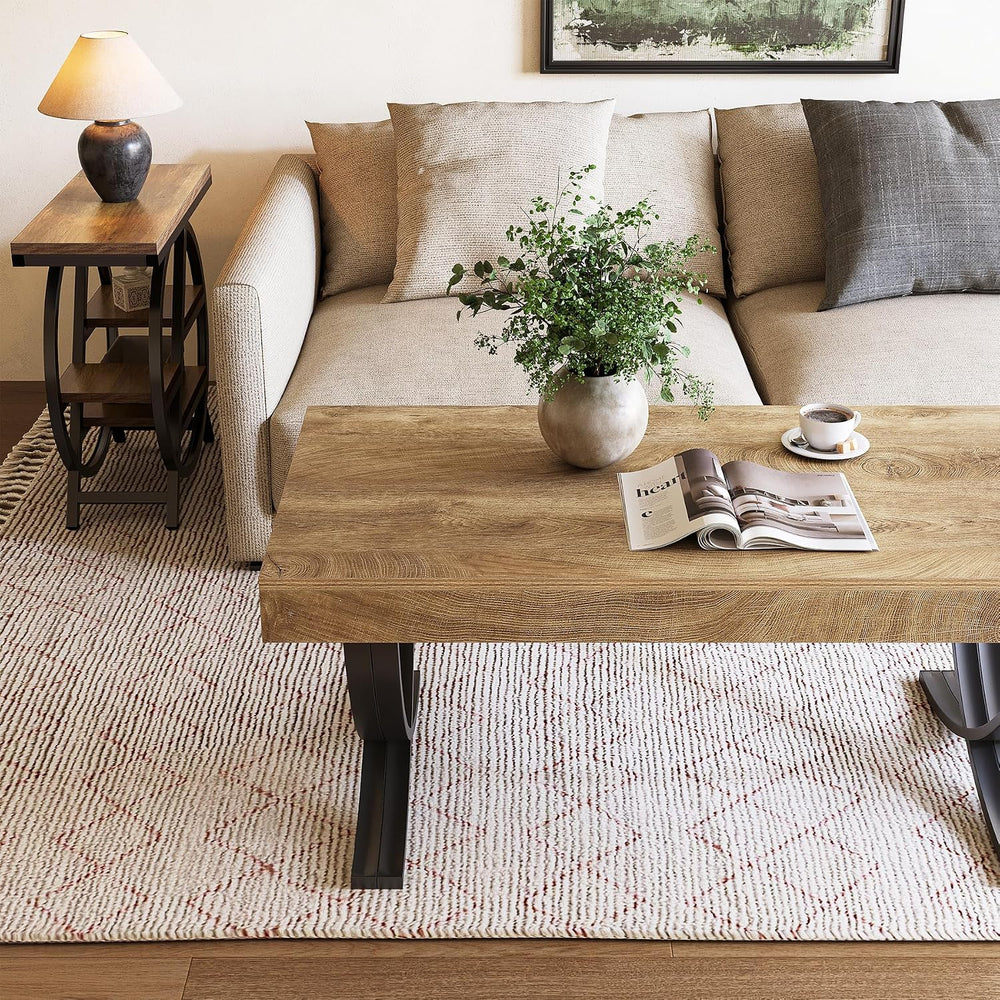 LITTLE TREE 47” Coffee Table, Rectangle Center Table for Living Room, Industr...