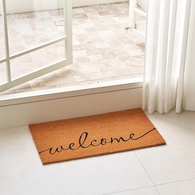 KANKUN Coco Coir Door Mat with Heavy Duty Backing, Welcome Doormat, Doormat - Image 8