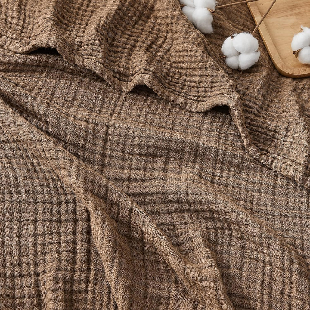 EMME Muslin Blankets for Adults Large Throw Blanket Couch Brown 50" x 71...