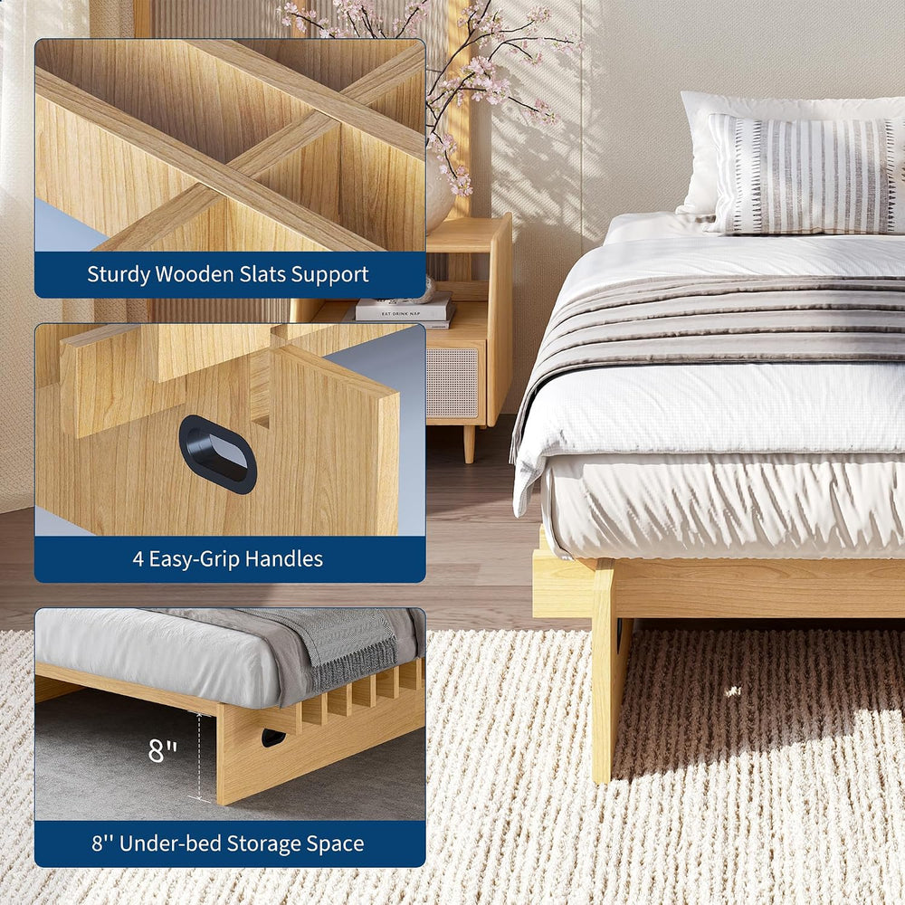 Garvee Twin Size Wood Platform Bed Frame - Easy Assembly in Minutes