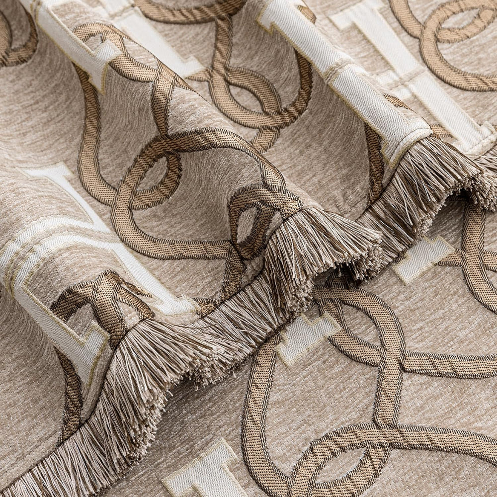 Jacquard Letter H Throw Blanket for Couch, 52”x72”, Taupe