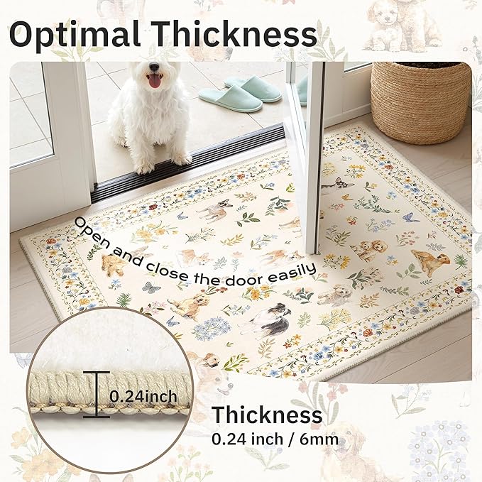 Soalmost Dog 9x12 Area Rugs for Living Room, Machine Washable Animal Floral - Image 9