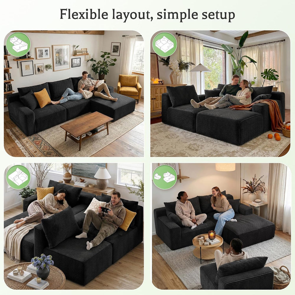 Homkdom 98" L Shaped Boneless Sectional Couches for Living Room, Dark Grey