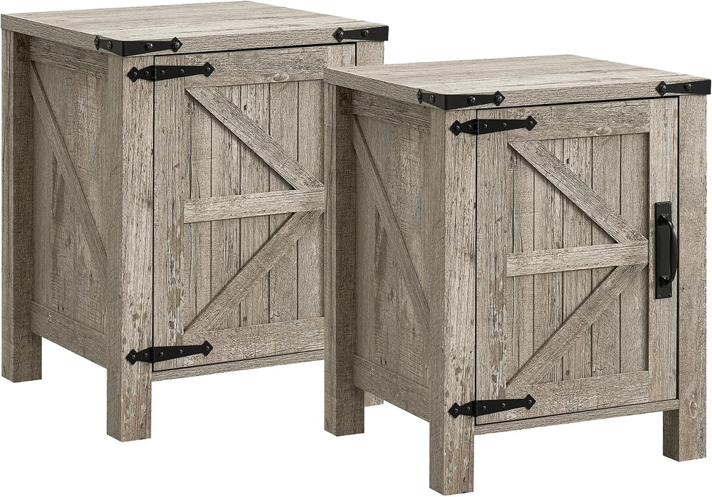 OKD 18" Farmhouse End Table Set of 2, Light Rustic Oak