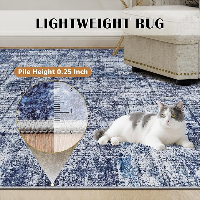 6x9 Area Rugs for Living Room Washable Rug: Anti-Skid Abstract Modern Living - Image 6