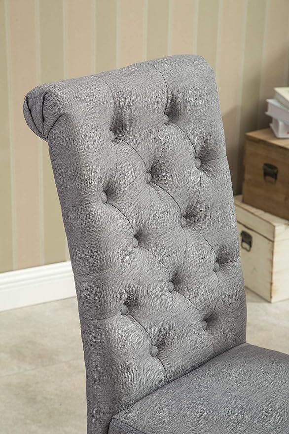 Roundhill Furniture Habit Grey Solid Wood Tufted Parsons Dining Chair (Set of...