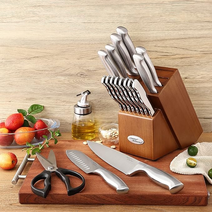 Marco Almond MA22 Knife Sets, 19 Pieces Stainless Steel Hollow Handle Kitchen - Image 4