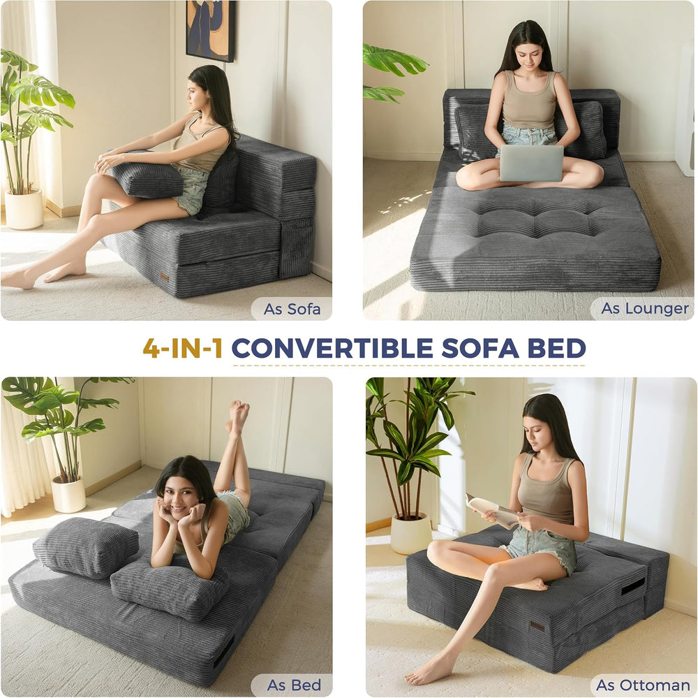 MAXYOYO Convertible Sofa Bed, Fold Out Sofa Couch with Pillow for Adults