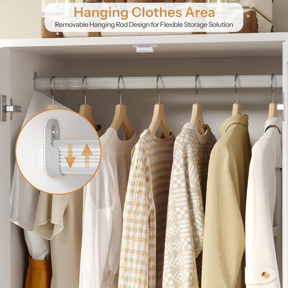 DynJest Armoire Wardrobe Closet with 2 Drawers, 70" Tall Clothing Storag...