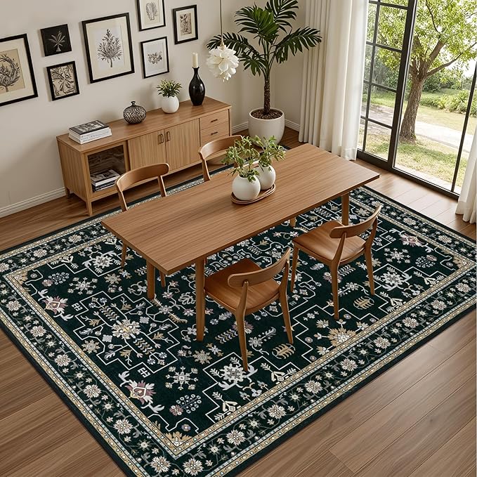 5x7 Area Rugs Living Room Rug: Washable Vintage Boho Medallion Rug No Slip - Image 5