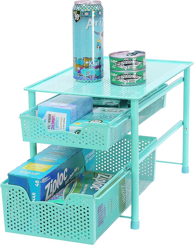 Simple Houseware Stackable 2 Tier Sliding Basket Organizer Drawer