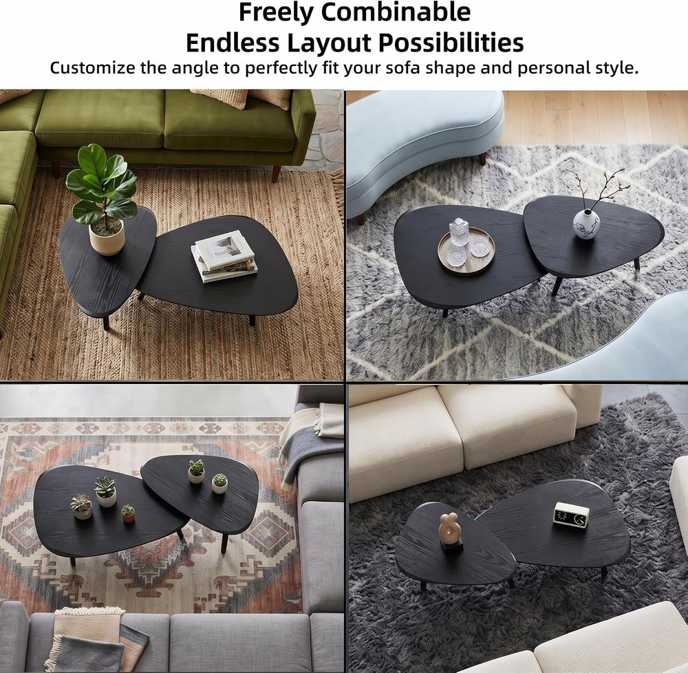 Nesting Coffee Table Set of 2-Mid Century Modern Coffee Table