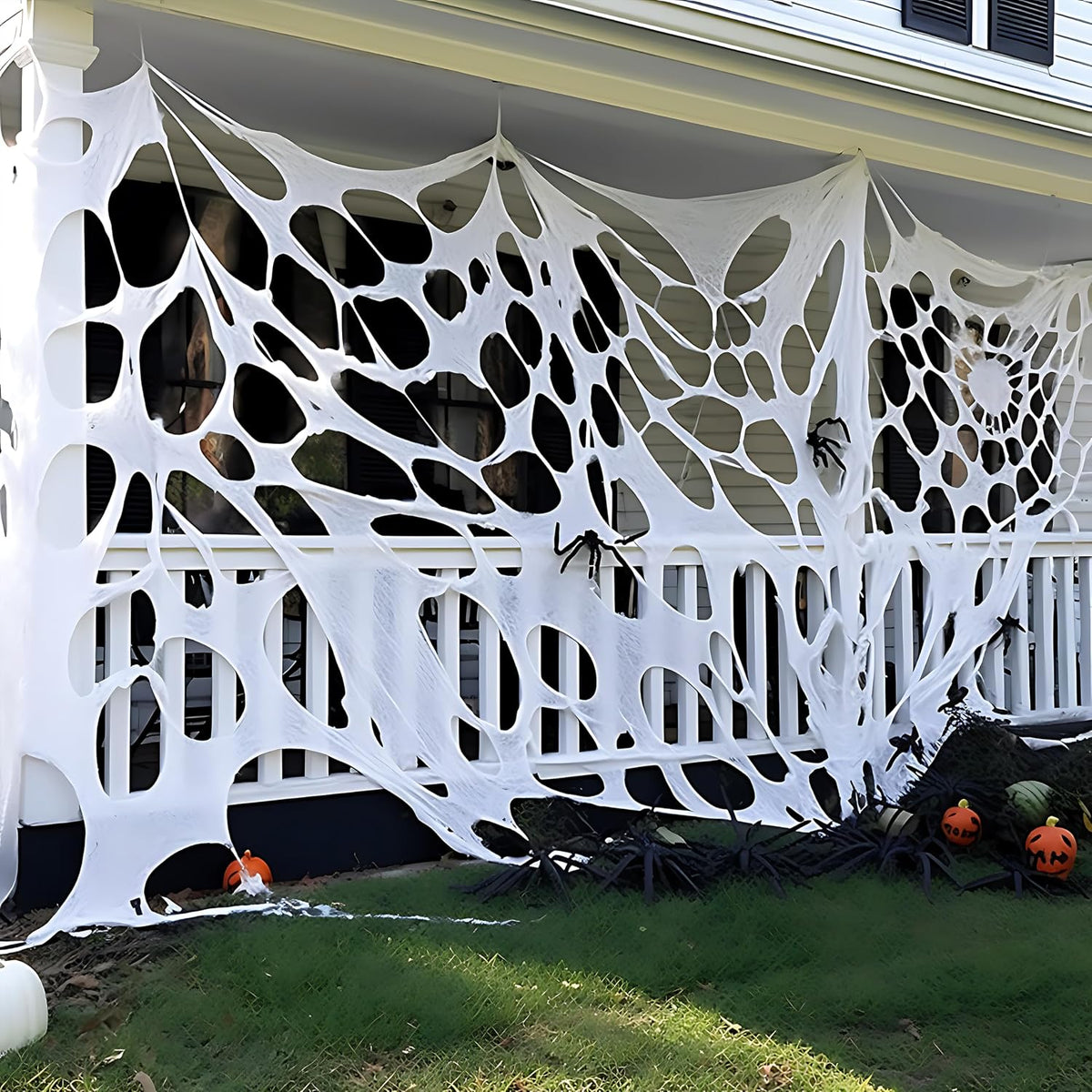 JOYIN 1000sqft Halloween Spider Web Outdoor Decoration, Giant Spider Cobwebs Halloween Decor Outside, DIY Stretchy Flexible Spiderweb Decor for Haunted House Party Decorations Supplies