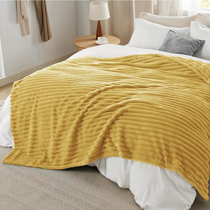 Bedsure GentleSoft Yellow Fleece Blanket - Image 6
