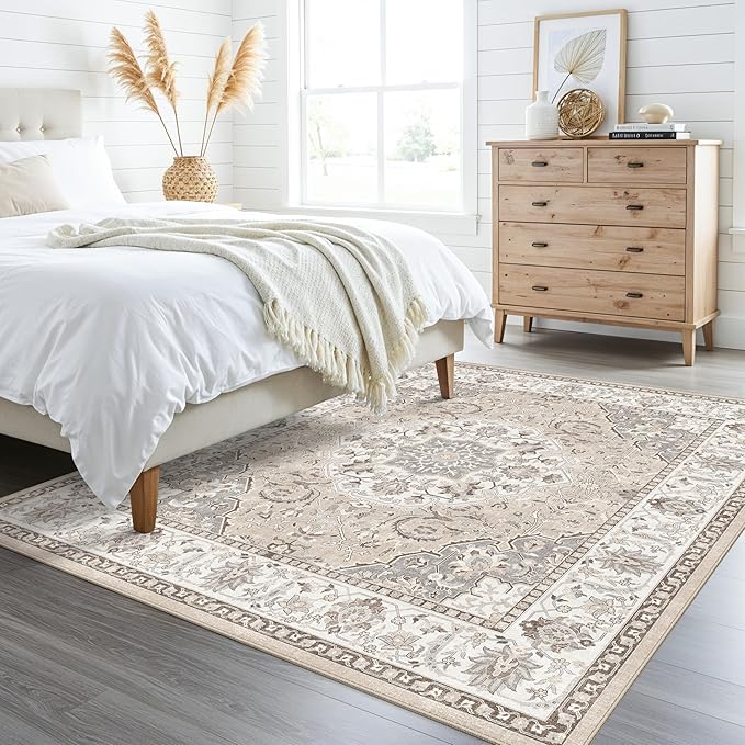 6ft Square Living Room Area Rug: Washable Oriental 6x6 Rugs - Image 2