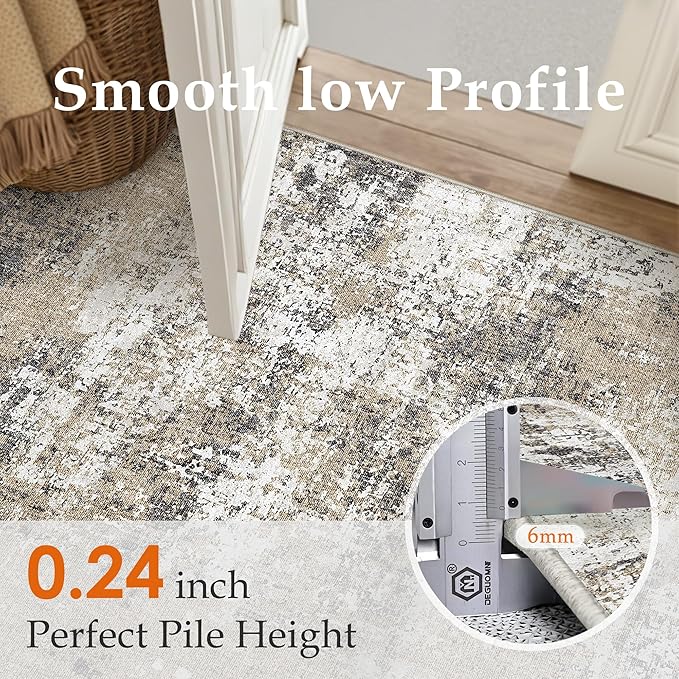2x8 Abstract Runner Rug Brown Washable Modern Hallway Carpet Non Slip Ultra - Image 4