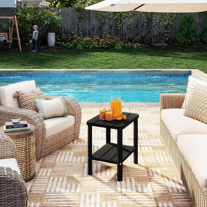 Adirondack Side Table,Weather Resistant Wood Textured Table,Side Table for Adirondack Chairs, Outdoor Furniture for Patio Garden Porch Backyard