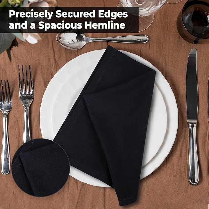 Urban Villa Cloth Napkins Halloween Dinner Napkins Solid Black Color 20'&...