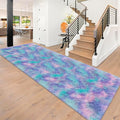 Super Soft Fluffy Living Room Area Rug 3x10 ft Purple Rainbow Tie-Dyed Shaggy by JiaoBaba