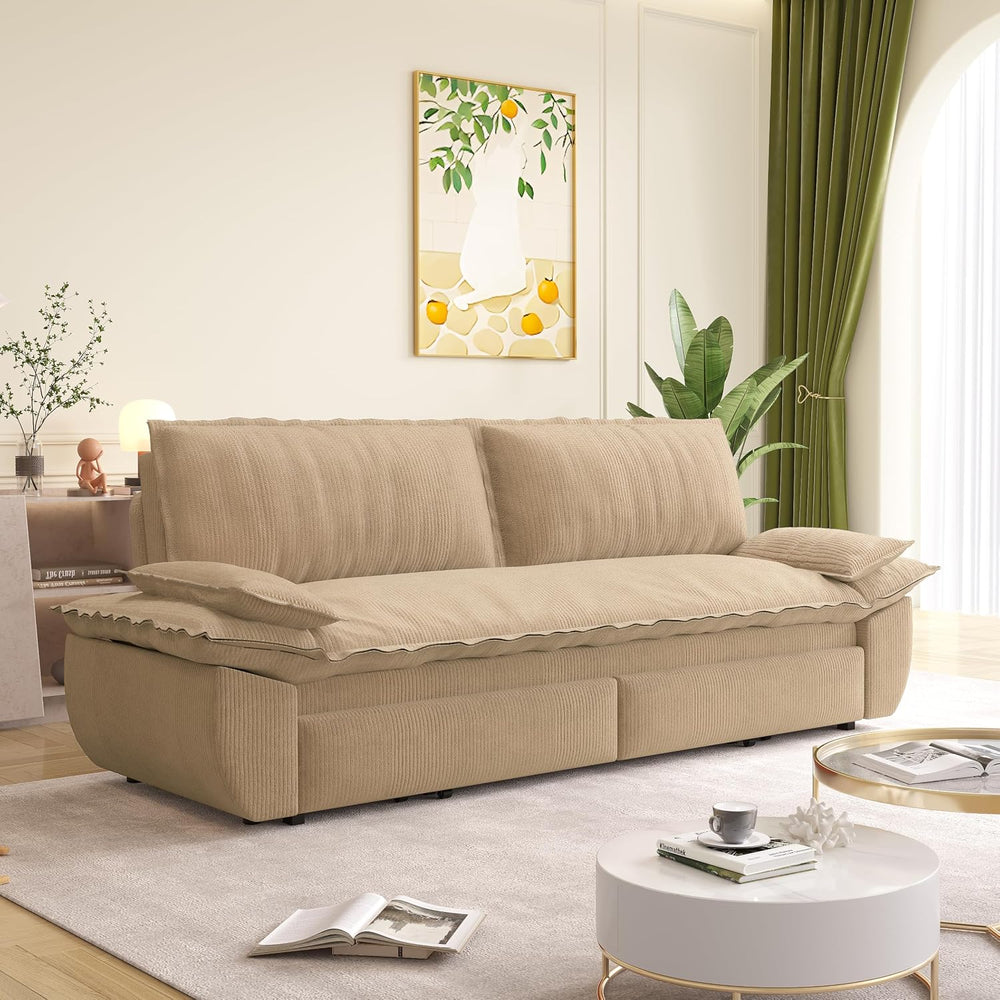Modern Camel Velvet Loveseat,Futon Club Two Seater Sofa,Compact Living Room S...