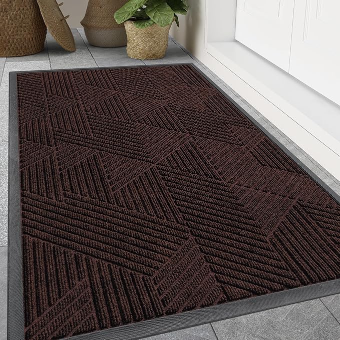 Smiry Front Door Mat Outside Entrance, Heavy Duty Sturdy Natural Rubber Doormat by Smiry