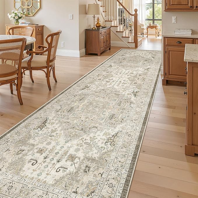 Madane Hallway Rug 3x10, Kitchen Rugs Washable Entryway Rug Vintage Kitchen - Image 4