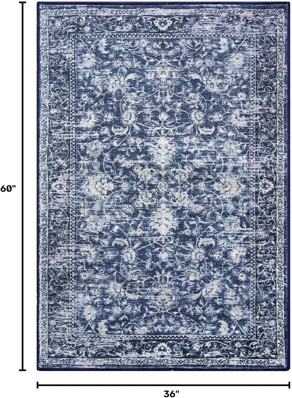 KILOCOCO Area Rug 3x5 Washable Entryway Rug Non Slip Blue Kitchen Rugs