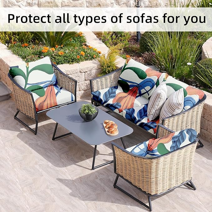 8Pcs Stretch Patio Cushion Covers, Outdoor Couch Covers Replacement, Outdoor - Image 4