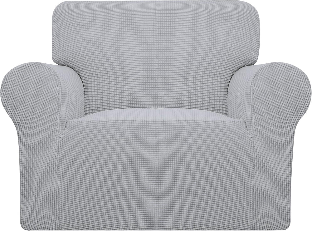Easy-Going Stretch Chair Slipcover with Arm Washable Silver Gray