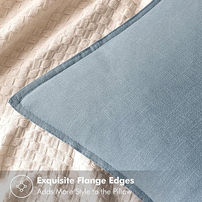 MIULEE Decorative Linen Pillow Covers 18x18 Inch Blue Grey ​Boho Farmhouse​ - Image 2