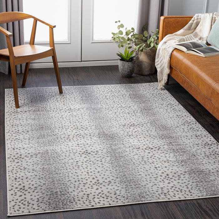 Livabliss Area Rugs - 8x10 Pablo Modern Antelope Print Grey Ivory Area Rug for Living Room Bedroom - Animal Theme Non-Shedding Stain Resistant Large Carpet for Kitchen, Office (7'10" x 10')