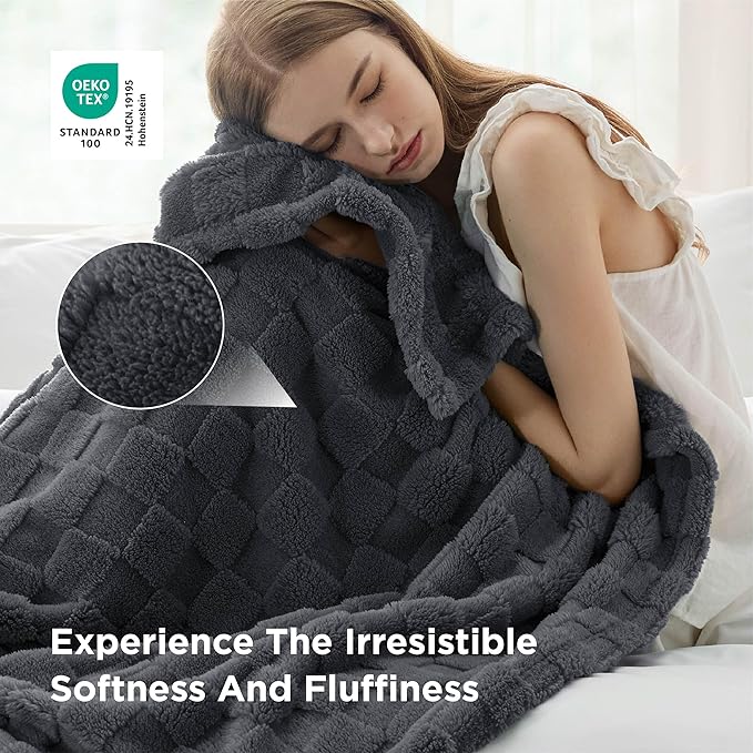 Bedsure GentleSoft Dark Grey Throw Blanket - Image 4