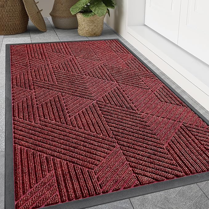 Smiry Front Door Mat Outside Entrance, Heavy Duty Sturdy Natural Rubber Doormat by Smiry
