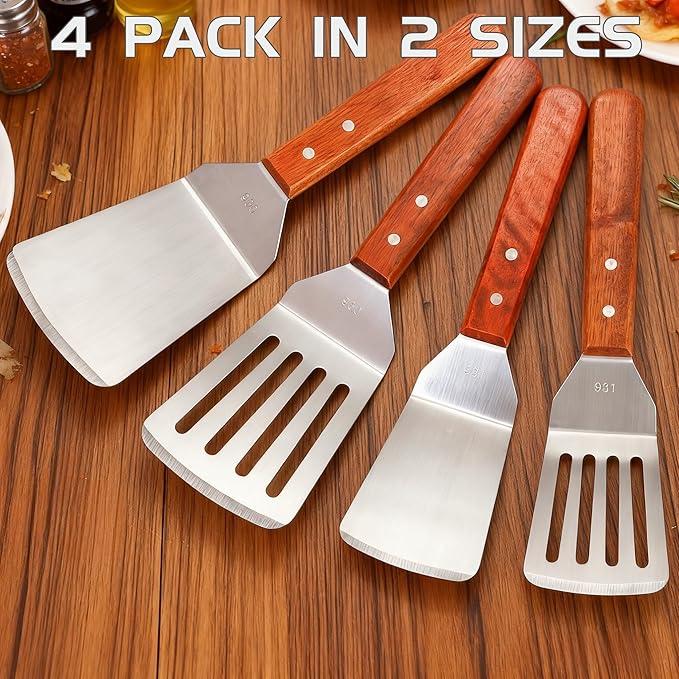 Pumtus 4 Pack Stainless Steel Spatula Set, 2 Sizes Metal Spatulas - Image 5