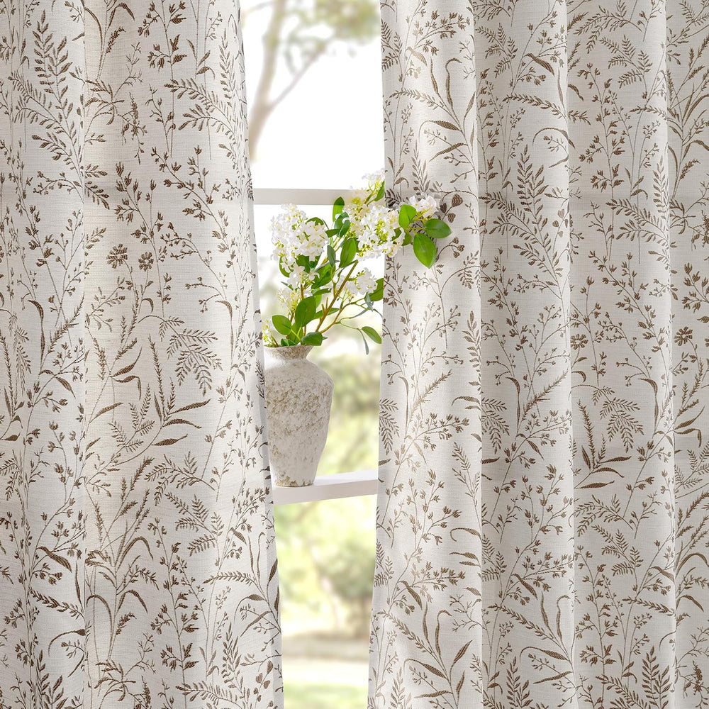 BGment Brown Fall Floral Curtains for Living Room 84 Inches Long- 2 Panels