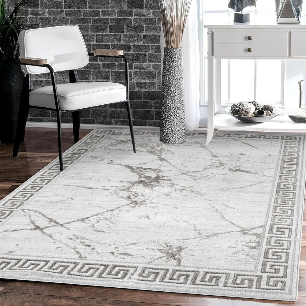GLORY RUGS Area Rugs Marble 8x10 Cream Gray Carpet Modern Abstract Rug Living...