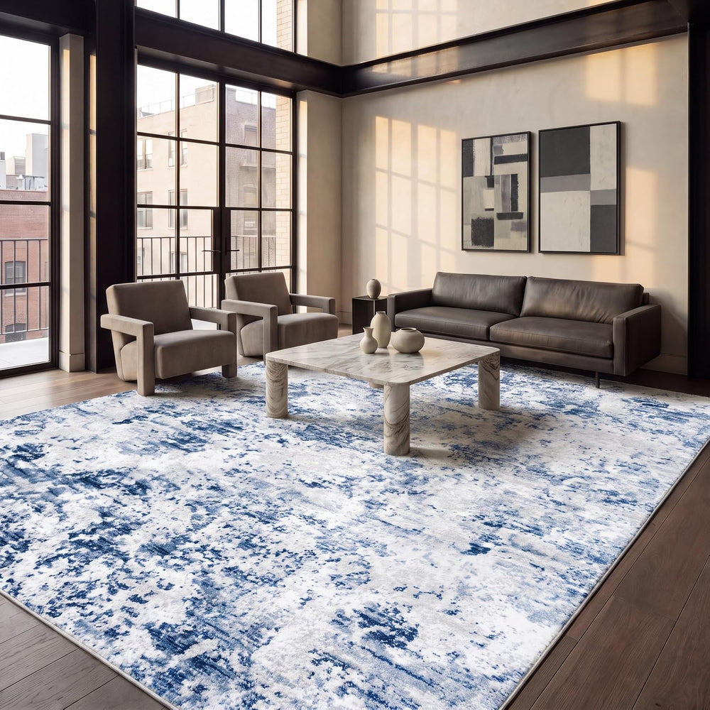SAFAVIEH Amelia Area Rug 9'x12', Modern Navy & Grey ALA705N