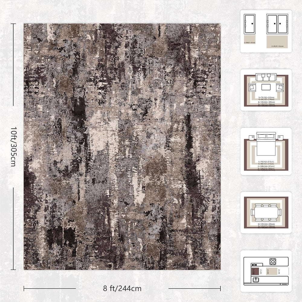 8x10 Area Rugs, Abstract Morden Soft Washable Rug, Non-Slip Low Pile Rugs for...