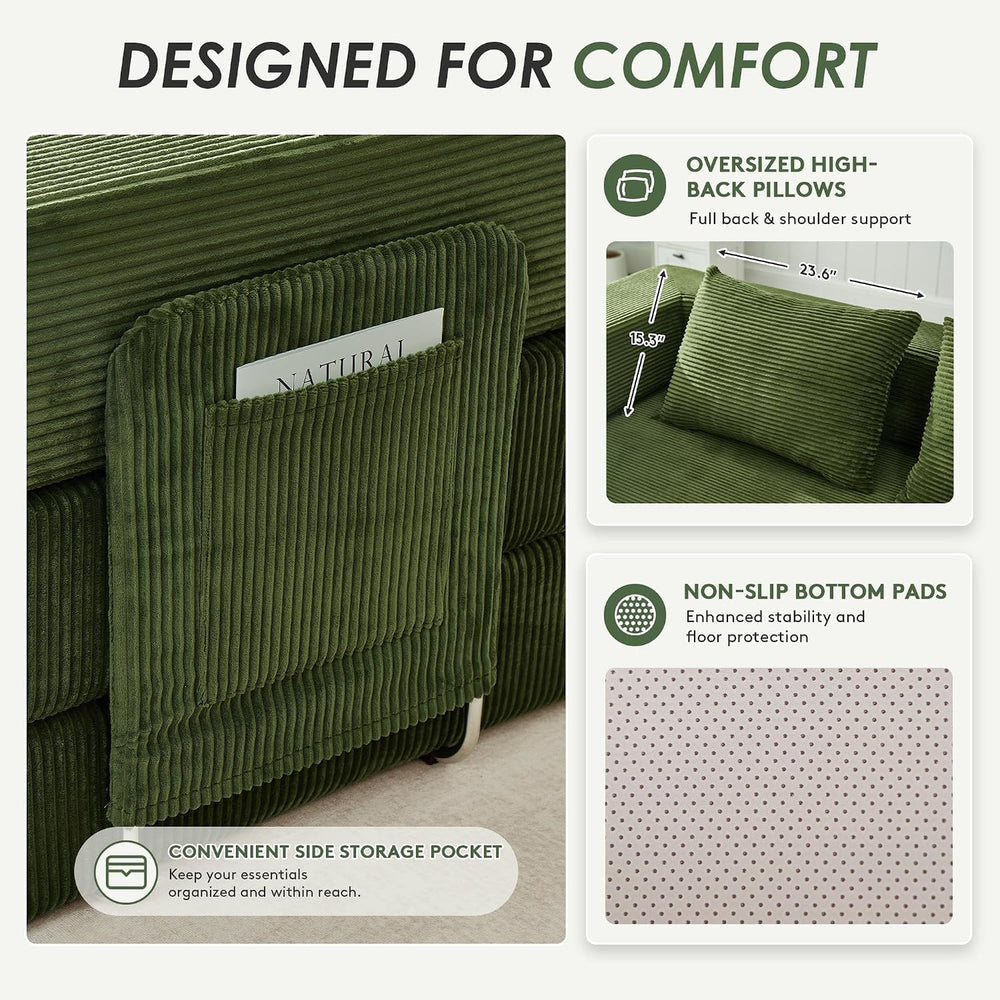 78" 5-in-1 Convertible Futon Sofa Bed, Boneless Couch for Living Room