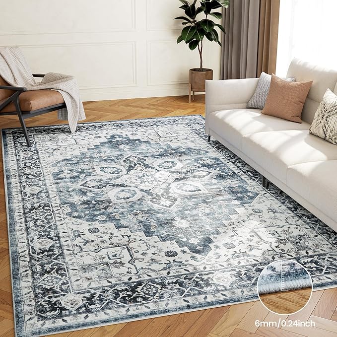 AMADA HOMEFURNISHING 5x7 Area Rugs, Washable Living Room Rug Low-Profile - Image 6