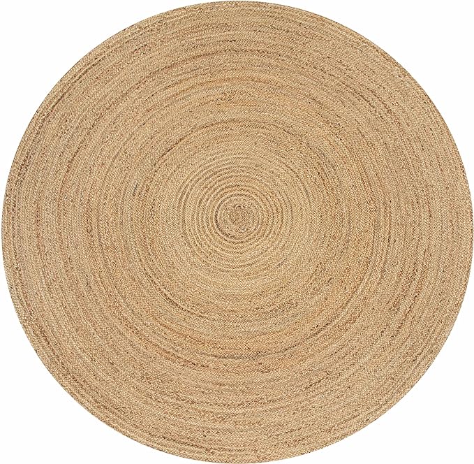 Hausattire Hand Woven Jute Braided Rug, 5’ Round – Natural, Reversible Boho - Image 3