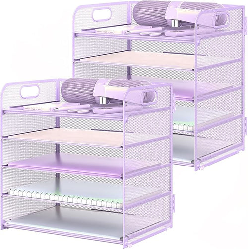 2 Pack Letter Tray Paper Organizer 5-Tier Desk Organizer File Organizer Paper by Sinboun