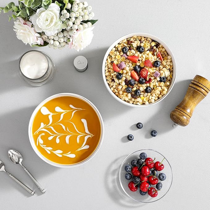 MALACASA Large Soup Bowls Set, 44 OZ Salad Bowl Cereal Bowl Set of 2, Marble - Image 7