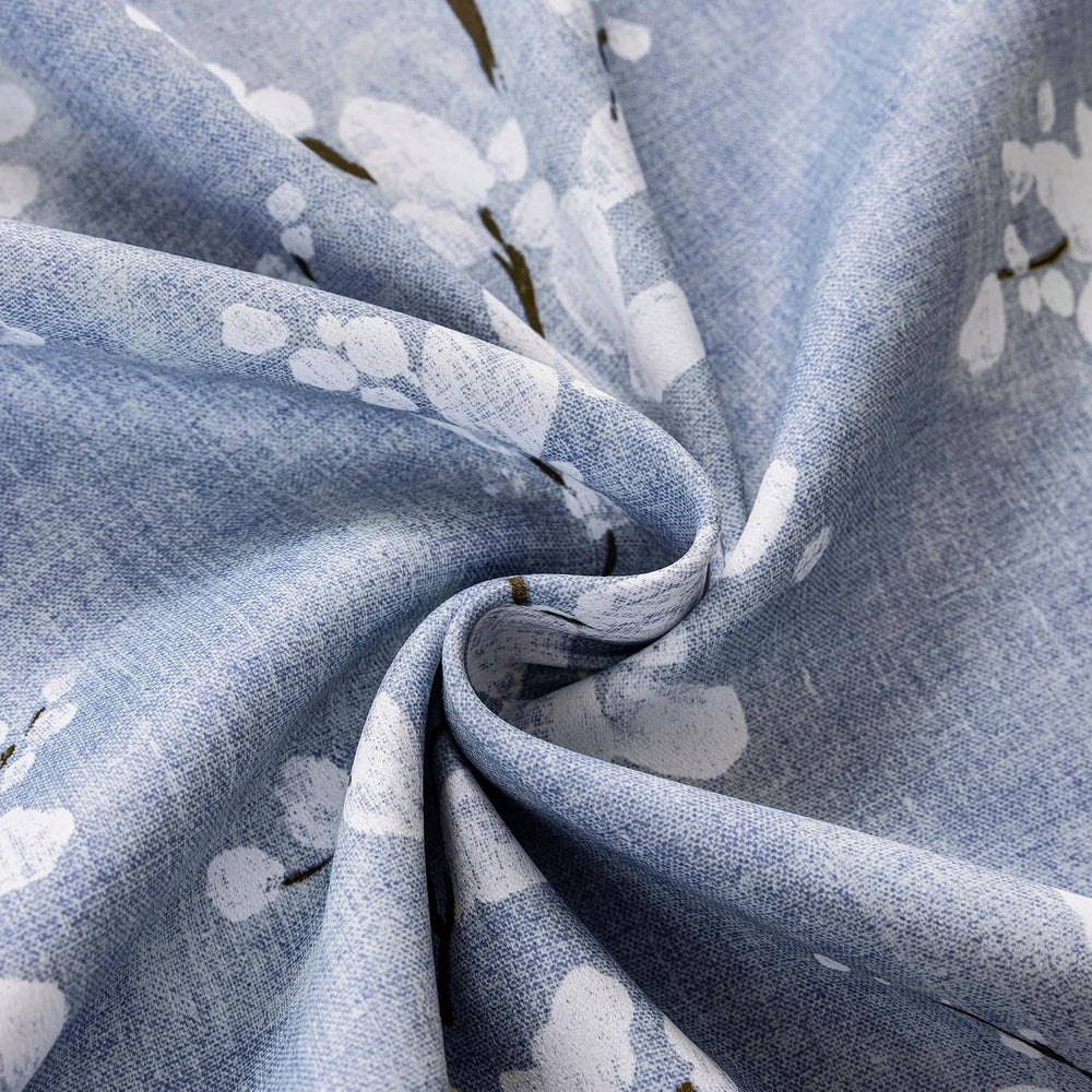 FMFUNCTEX Blue Blackout Floral Curtains for Bedroom, 63 Inches, 2 Panels