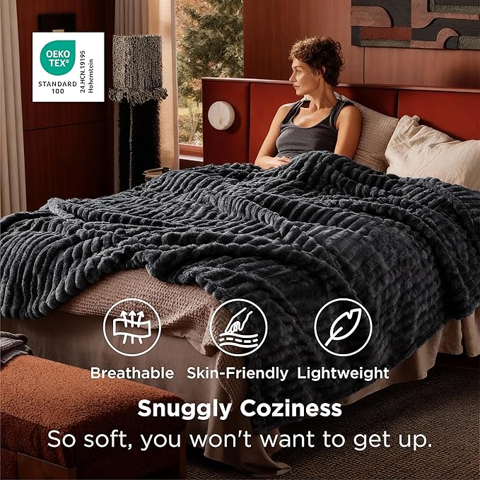 Bedsure GentleSoft Grey Full Blanket - Image 2