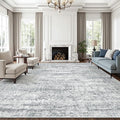12x15 Washable Area Rug Gray Neutral Abstract Living Room Large Carpet Non Slip by Soalmost