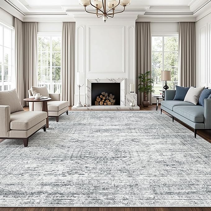 10x14 Area Rugs for Living Room, Non Slip Machine Washable Vintage Rugs by Soalmost