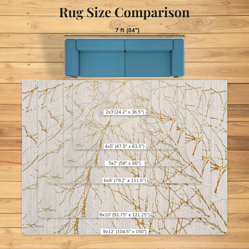 LUXE WEAVERS Modern Abstract Non-Shedding Area Rug Gold 2x3