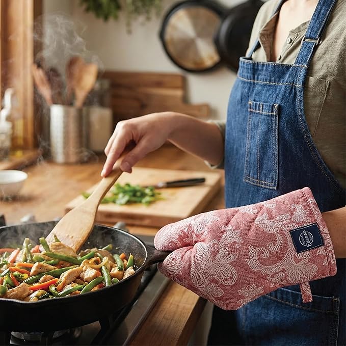 Encasa XO Heat Resistant 100% Cotton Oven Glove & Potholder Set - Image 5