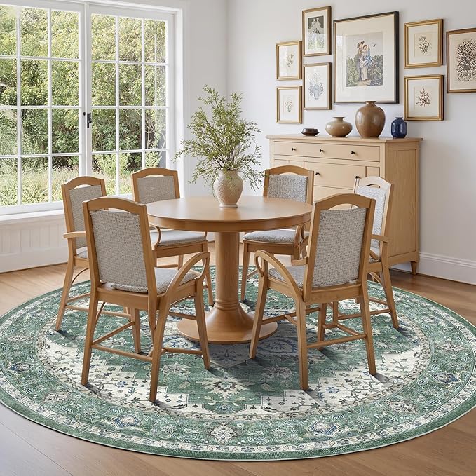 AMADA HOMEFURNISHING Round 6ft Area Rugs, Vintage Rugs - Image 2
